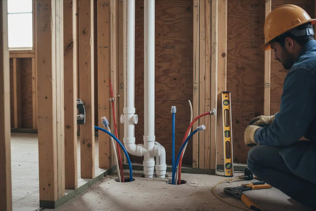 Drain and supply rough-in during Leak Detection in Athens