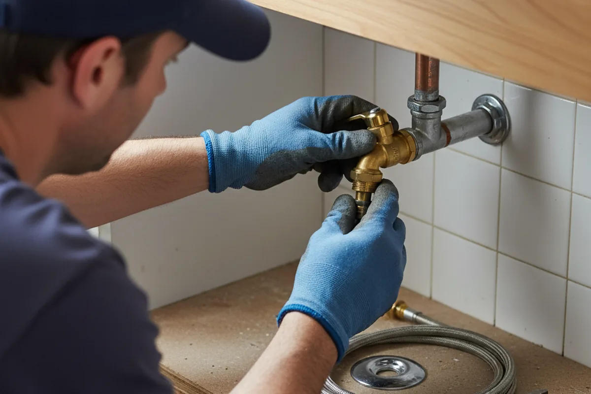 Shutoff valve and fitting work during Burst Pipe Repair in Athens